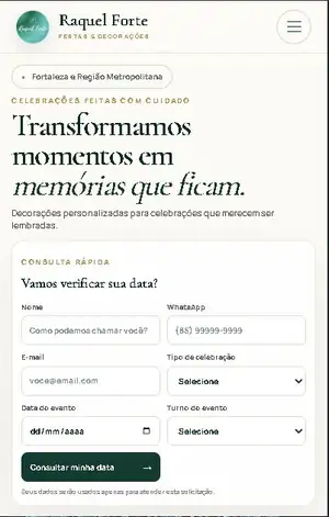 Site Raquel Forte no celular